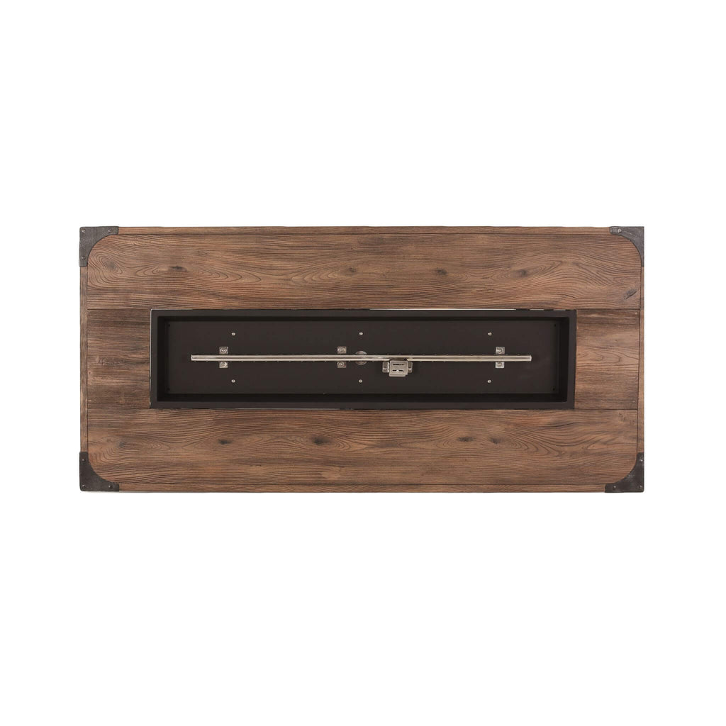 56 Inch Outdoor 50K BTU Wood Pattern Rectangle Gas Burning Fire Pit (SAK43681) - Saksby Wholesale - Top View