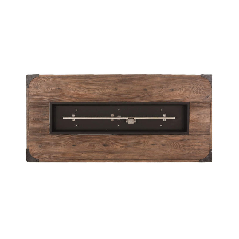 56 Inch Outdoor 50K BTU Wood Pattern Rectangle Gas Burning Fire Pit (SAK43681) - Saksby Wholesale - Top View