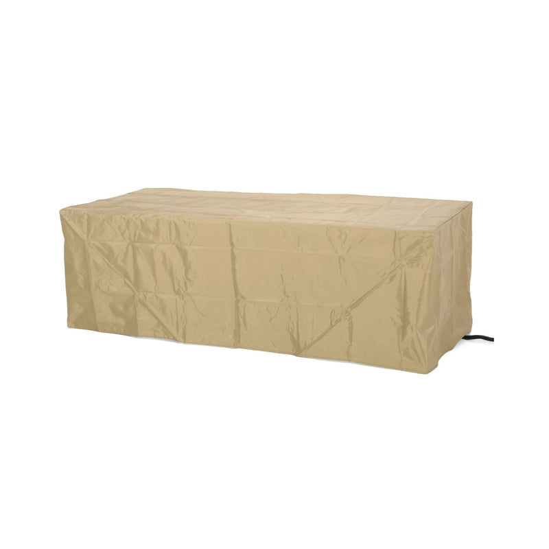 56 Inch Outdoor 50K BTU Wood Pattern Rectangle Gas Burning Fire Pit (SAK43681) - Saksby Wholesale - With Cover
