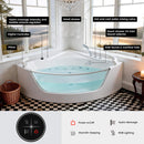 59-Inch 2-Person Acrylic Corner Whirlpool 16-Jet Hydromassage Bathtub With Heater Rainbow Light (SAK12058) - Saksby Wholesale -   Components