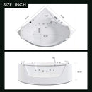 59-Inch 2-Person Acrylic Corner Whirlpool 16-Jet Hydromassage Bathtub With Heater Rainbow Light (SAK12058) - Saksby Wholesale -   Dimensions