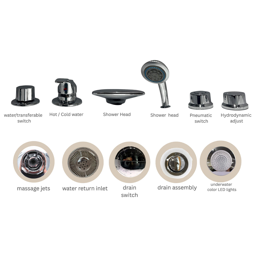 59-Inch 2-Person Luxury Corner Whirlpool Jetted Bathtub (SAK97310) - Saksby Wholesale - Accessories