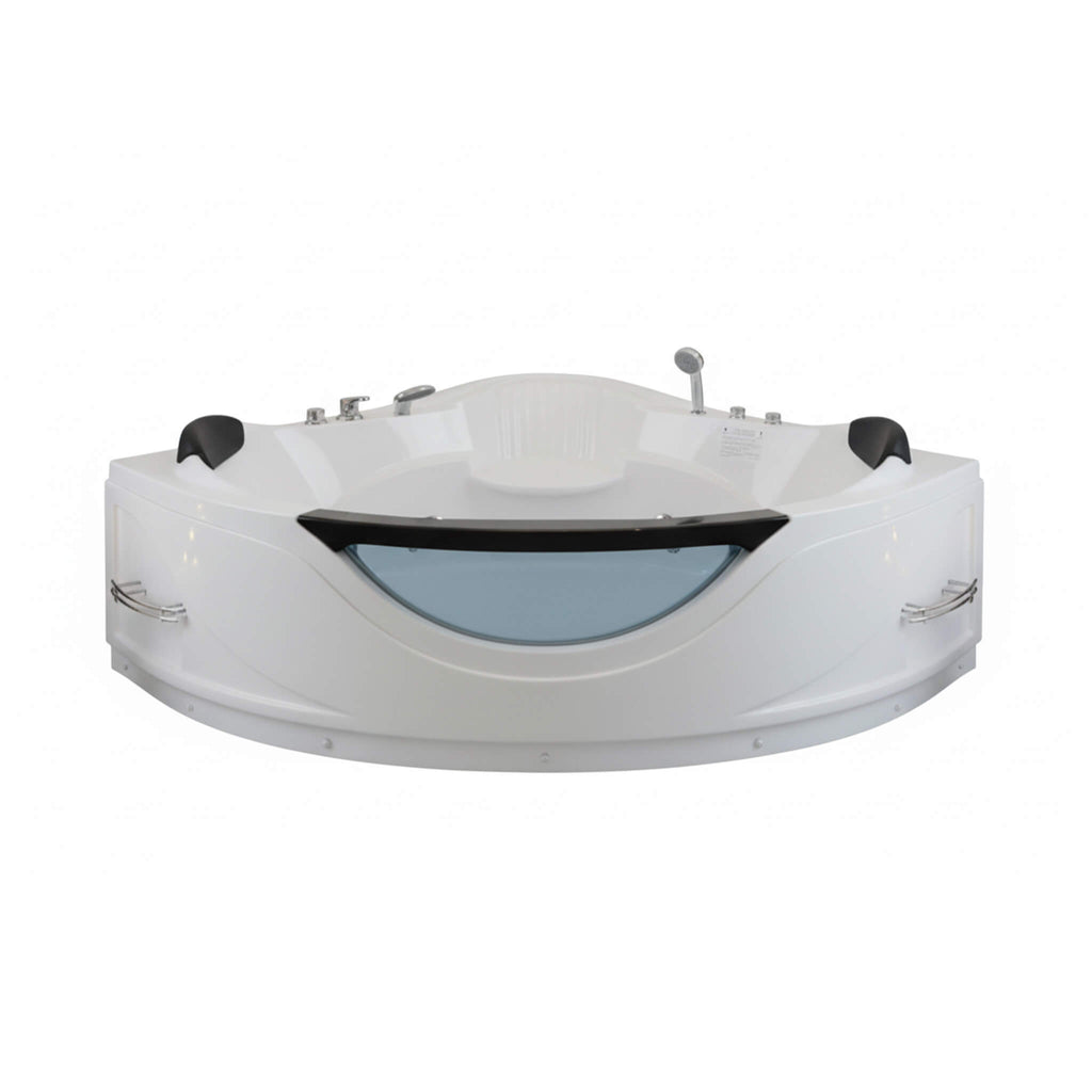 59-Inch 2-Person Luxury Corner Whirlpool Jetted Bathtub (SAK97310) - Saksby Wholesale - Front View