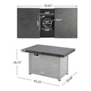 59-Inch 50K BTU Propane Fire Pit Table With Extendable Top (SAK71253) - Saksby Wholesale - Dimensions