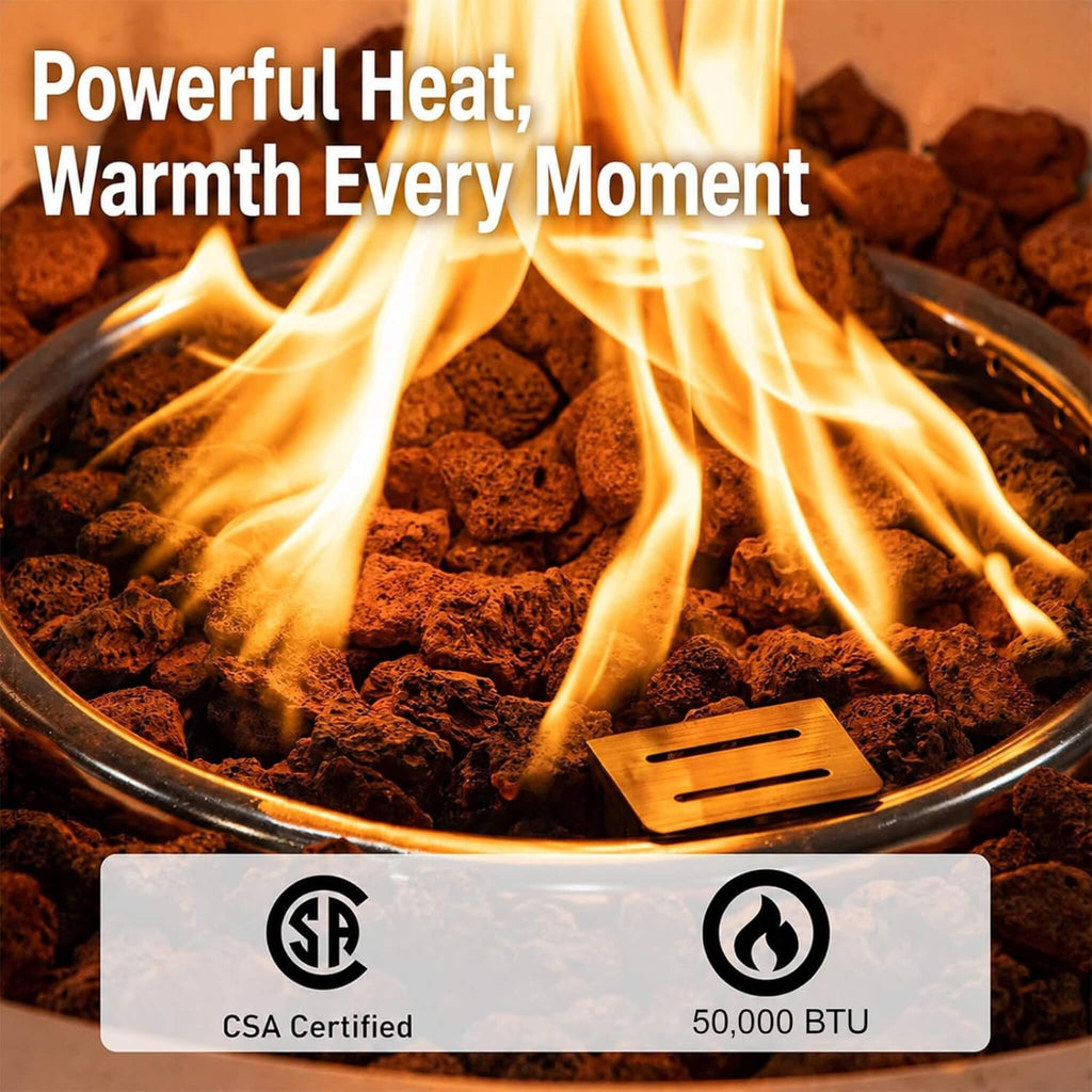 59-Inch 50K BTU Propane Fire Pit Table With Extendable Top (SAK71253) - Saksby Wholesale - Heat Output Features
