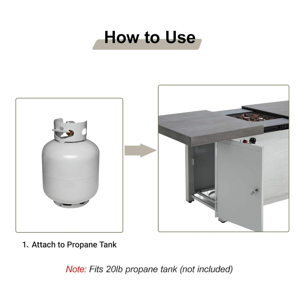 59-Inch 50K BTU Propane Fire Pit Table With Extendable Top (SAK71253) - Saksby Wholesale - How To Use Details