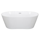 Premium 59" Modern Soaking Acrylic Standalone Freestanding Bathtub With Chrome Overflow, White (93627514)