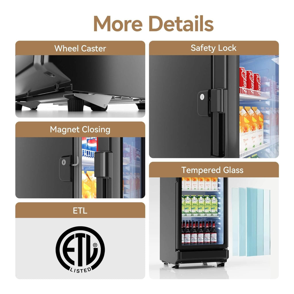 6.0 Cu.Ft Commercial Beverage Refrigerator With Glass Door And Adjustable Shelves (SAK28460) - Saksby Wholesale - Features View
