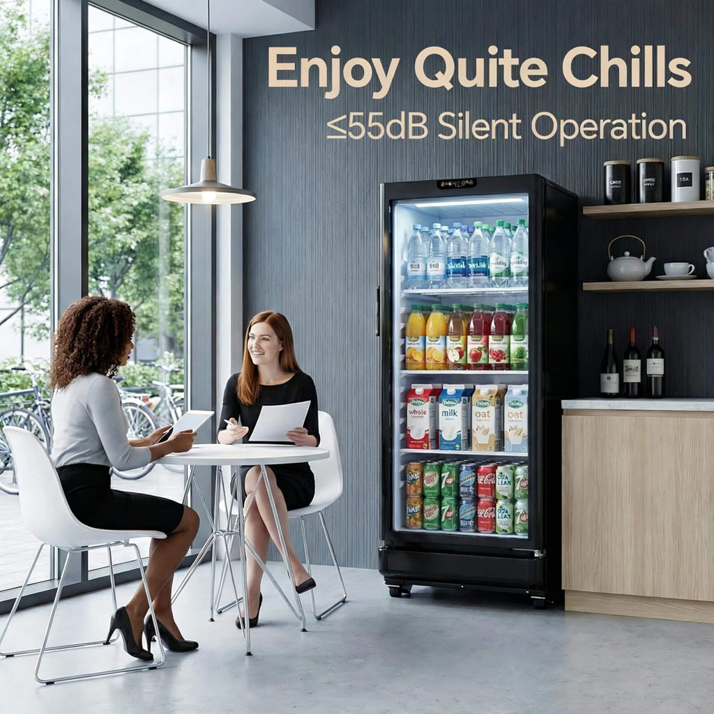6.0 Cu.Ft Commercial Beverage Refrigerator With Glass Door And Adjustable Shelves (SAK28460) - Saksby Wholesale - Silent Operation View