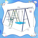 6-In-1 Swing Set With Climbing Ladder, Climbing Net, Glider, Hammock Swing, Belt Swing, And Basketball Hoop (SAK98152) - Sasksby Wholesale - Dimension View