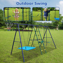 6-In-1 Swing Set With Climbing Ladder, Climbing Net, Glider, Hammock Swing, Belt Swing, And Basketball Hoop (SAK98152) - Sasksby Wholesale - Outdoor Swing View