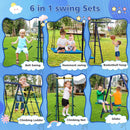 6-In-1 Swing Set With Climbing Ladder, Climbing Net, Glider, Hammock Swing, Belt Swing, And Basketball Hoop (SAK98152) - Sasksby Wholesale - Sets View