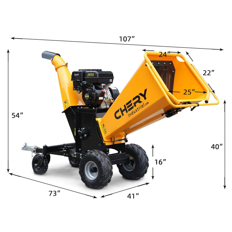 6-Inch 420CC 15HP Gas Wood Chipper Shredder Mulcher With Tow Bar And Safety Stop Bar (SAK42731) - Saksby Wholesale - Dimensions