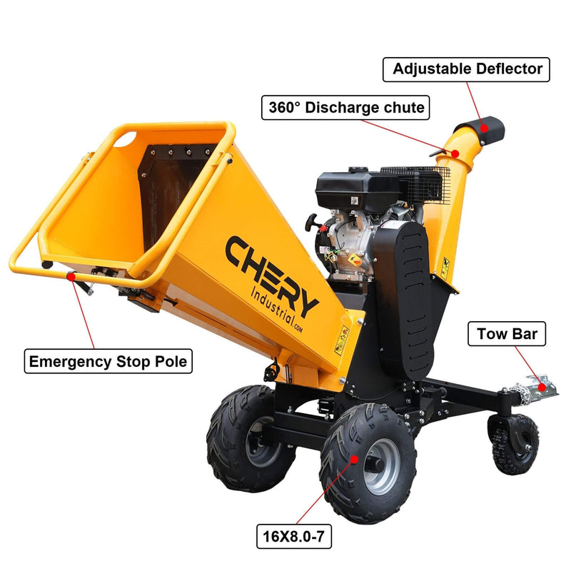 6-Inch 420CC 15HP Gas Wood Chipper Shredder Mulcher With Tow Bar And Safety Stop Bar (SAK42731) - Saksby Wholesale - Features