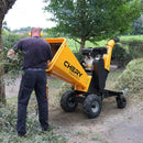 6-Inch 420CC 15HP Gas Wood Chipper Shredder Mulcher With Tow Bar And Safety Stop Bar (SAK42731) - Saksby Wholesale - In Use