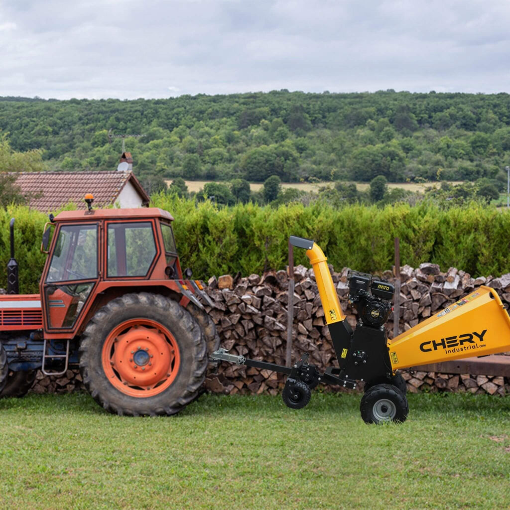 6-Inch 420CC 15HP Gas Wood Chipper Shredder Mulcher With Tow Bar And Safety Stop Bar (SAK42731) - Saksby Wholesale - Lifestyle Image
