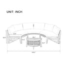 6-Person Half Moon Beige Patio Sectional Set With Cushions And Table (SAK61928) - Saksby Wholesale - Dimensions In Half Set 