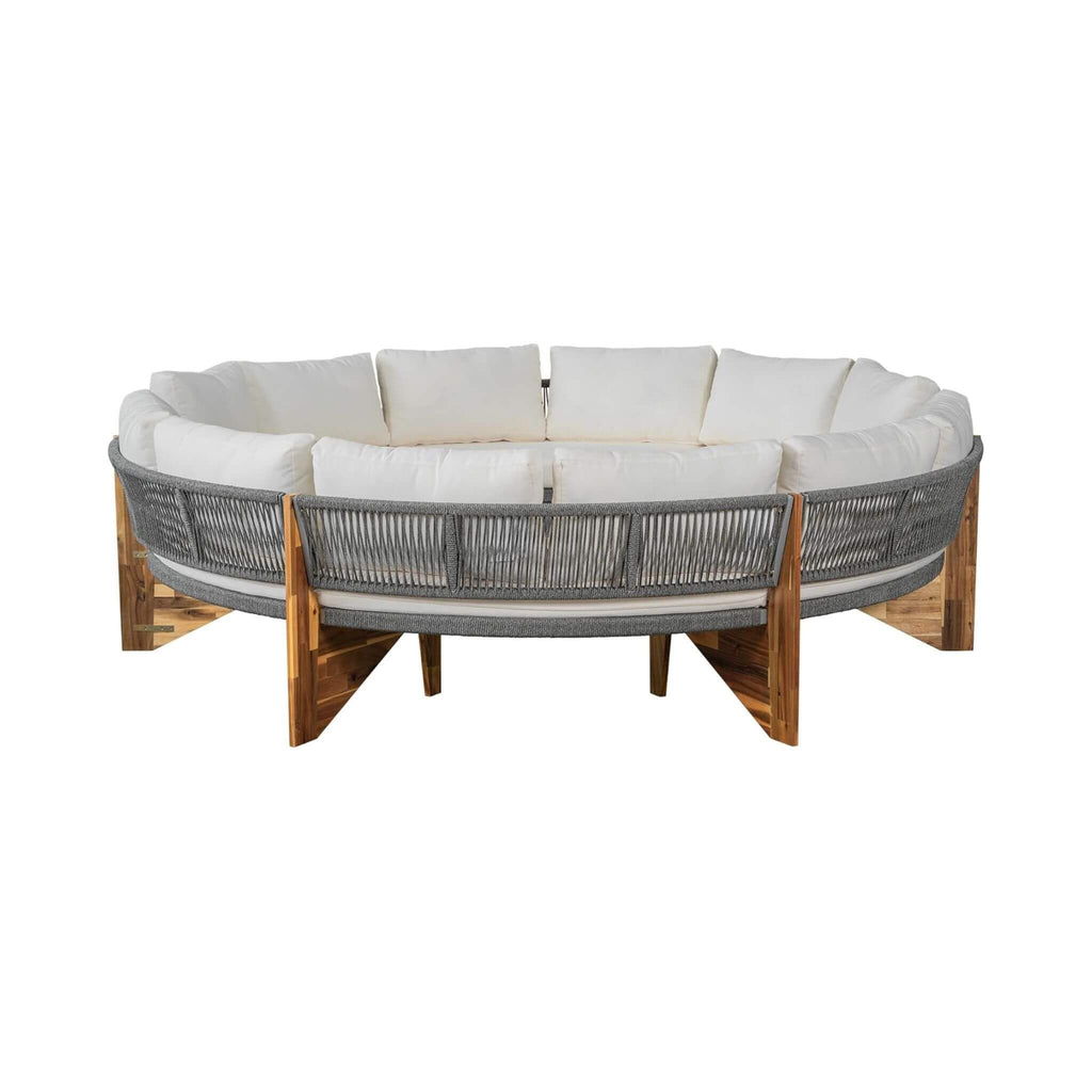 6-Person Half Moon Beige Patio Sectional Set With Cushions And Table (SAK61928) - Saksby Wholesale - Whole Set View