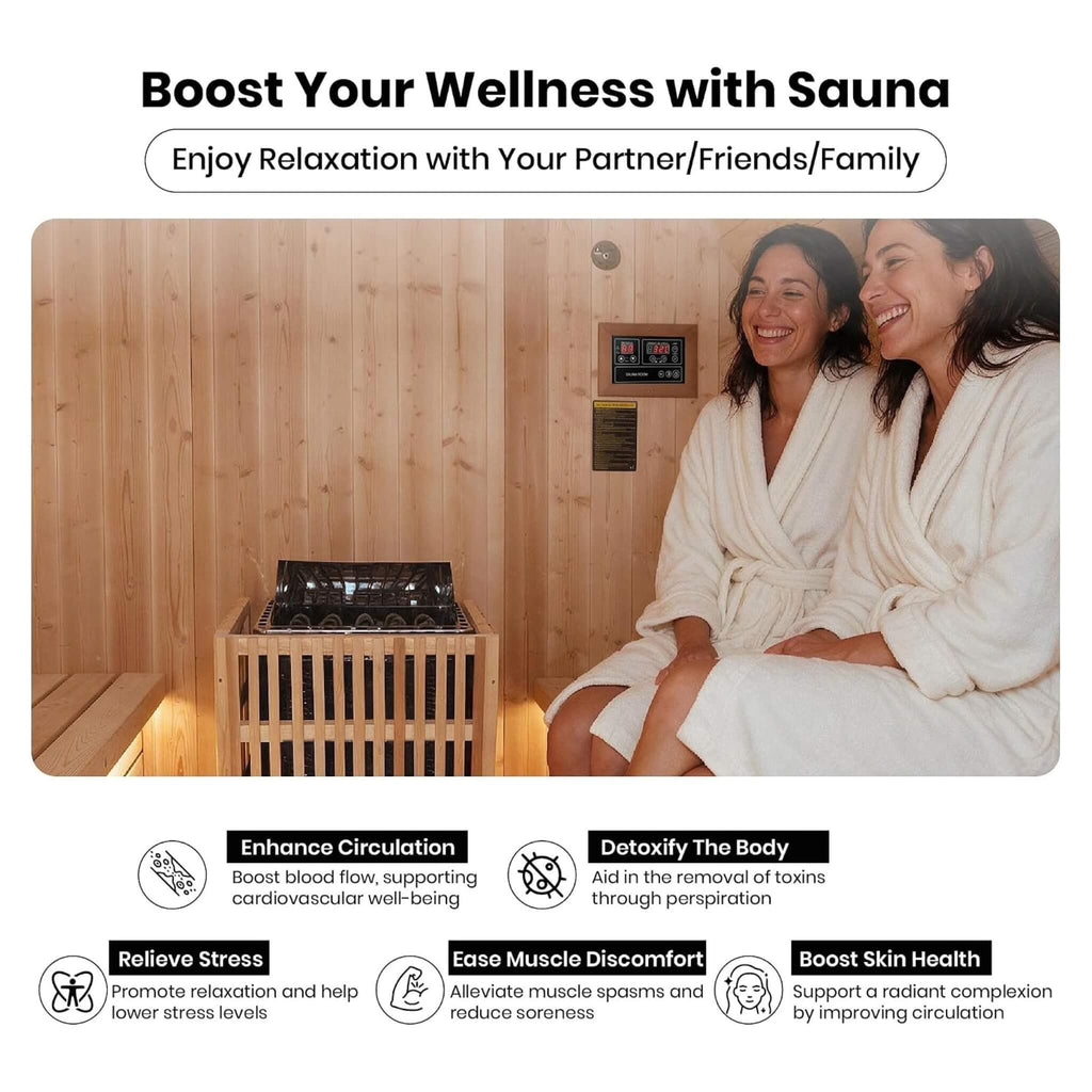 6-Person Outdoor Traditional Carbonized Spruce Barrel Sauna (SAK14672) - Saksby Wholesale - Benefits