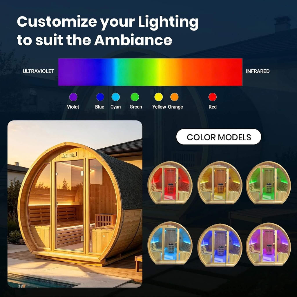 6-Person Outdoor Traditional Carbonized Spruce Barrel Sauna (SAK14672) - Saksby Wholesale - Color Models