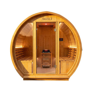 Varenna 6-Person Outdoor Traditional Carbonized Spruce Barrel Sauna (SAK14672)
