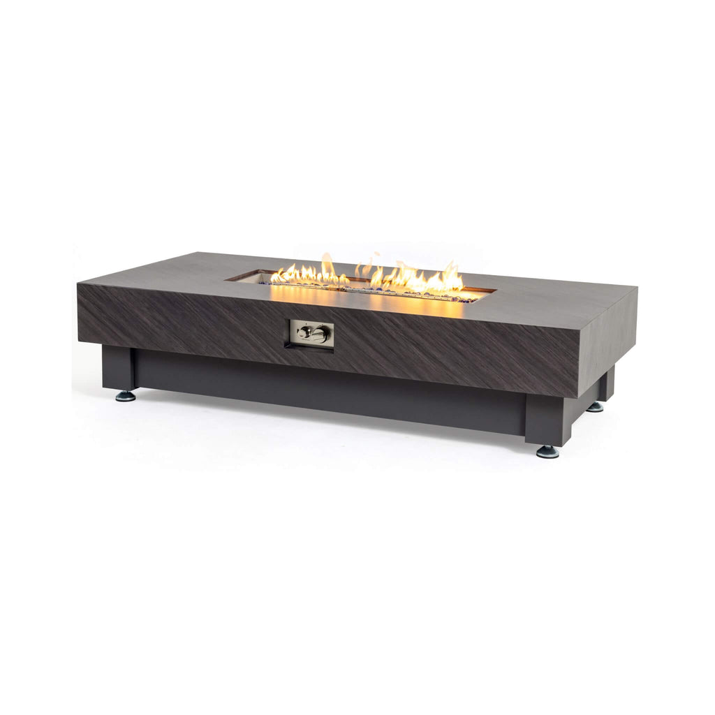 60-Inch Rectangular Outdoor Modern Propane Fire Pit Table With Rain Cover (SAK91273) - Saksby Wholesale - On Fire Side Front View