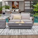 60-Inch Rectangular Outdoor Modern Propane Fire Pit Table With Rain Cover (SAK91273) - Saksby Wholesale - Pool Side Lifestyle Image