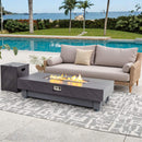 60-Inch Rectangular Outdoor Modern Propane Fire Pit Table With Rain Cover (SAK91273) - Saksby Wholesale - Poolside Setup