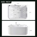61-Inch 2-Person Acrylic Whirlpool Massage Bathtub With 16 Water Jets And LED Lights (SAK15780) - Saskby Wholesale - Dimensions View