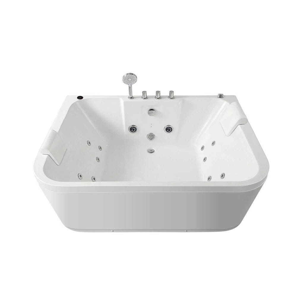61-Inch 2-Person Acrylic Whirlpool Massage Bathtub With 16 Water Jets And LED Lights (SAK15780) - Saskby Wholesale - Full View
