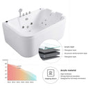 61-Inch 2-Person Acrylic Whirlpool Massage Bathtub With 16 Water Jets And LED Lights (SAK15780) - Saskby Wholesale - Material Features View