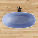 [61X29.5-Inch] Freestanding Oval Stone Resin Soaking Tub With Overflow Drain (SAK40125) - Saksby Wholesale - Lifestyle Light Blue In Bathroom Top View