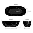 [63X29.5-Inch] Freestanding Modern Marble-Design Solid Surface Soaking Tub With Overflow (SAK11528) - Saksby Wholesale - Dimensions
