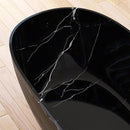 [63X29.5-Inch] Freestanding Modern Marble-Design Solid Surface Soaking Tub With Overflow (SAK11528) - Saksby Wholesale - Lifestyle Black Marble Close Up