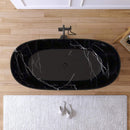 [63X29.5-Inch] Freestanding Modern Marble-Design Solid Surface Soaking Tub With Overflow (SAK11528) - Saksby Wholesale - Lifestyle Black Marble In Bathroom Top View