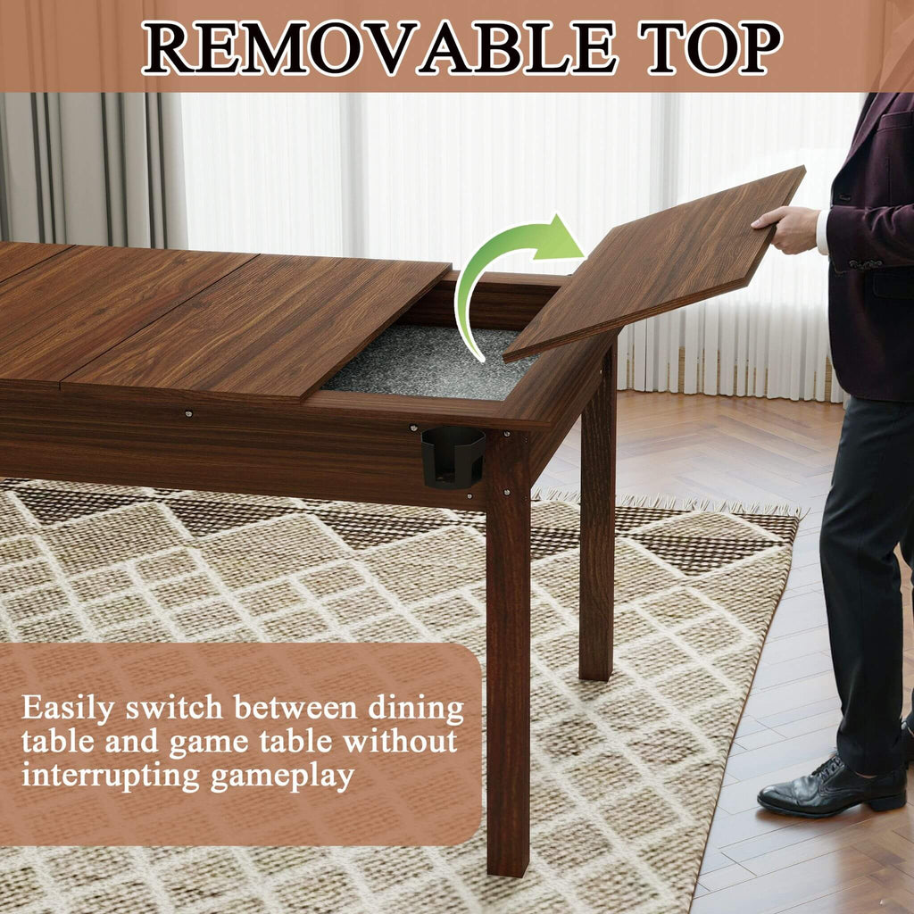 [63X40-Inch] Premium 2-In-1 Multifunctional Board Game Table For 4–6 Players (SAK84513) - Saksby Wholesale - Removable Top Details