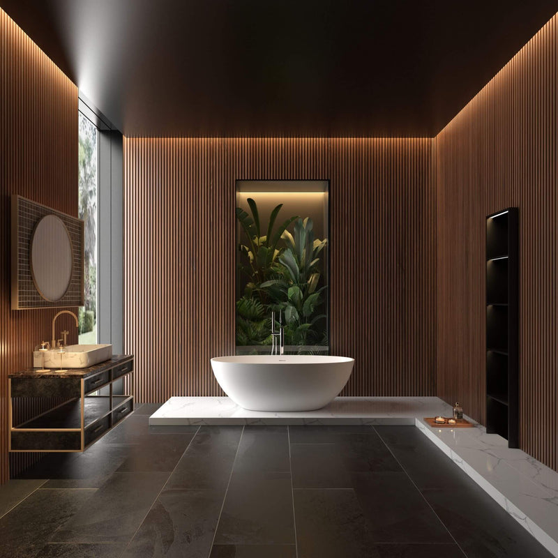 65 Inch Luxury Freestanding Soaking Bathtub With Overflow And Pop-Up Drain (SAK69451) - Saksby Wholesale - Actual Display