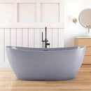 [65X33-Inch] Freestanding Oval Stone Resin Soaking Tub With Overflow (SAK39231) - Saksby Wholesale - Lifestyle Light Gray In Bathroom Front View