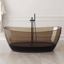 [65X33-Inch] Freestanding Oval Stone Resin Soaking Tub With Overflow (SAK39231) - Saksby Wholesale - Lifestyle Transparent Sepia In Bathroom Front View