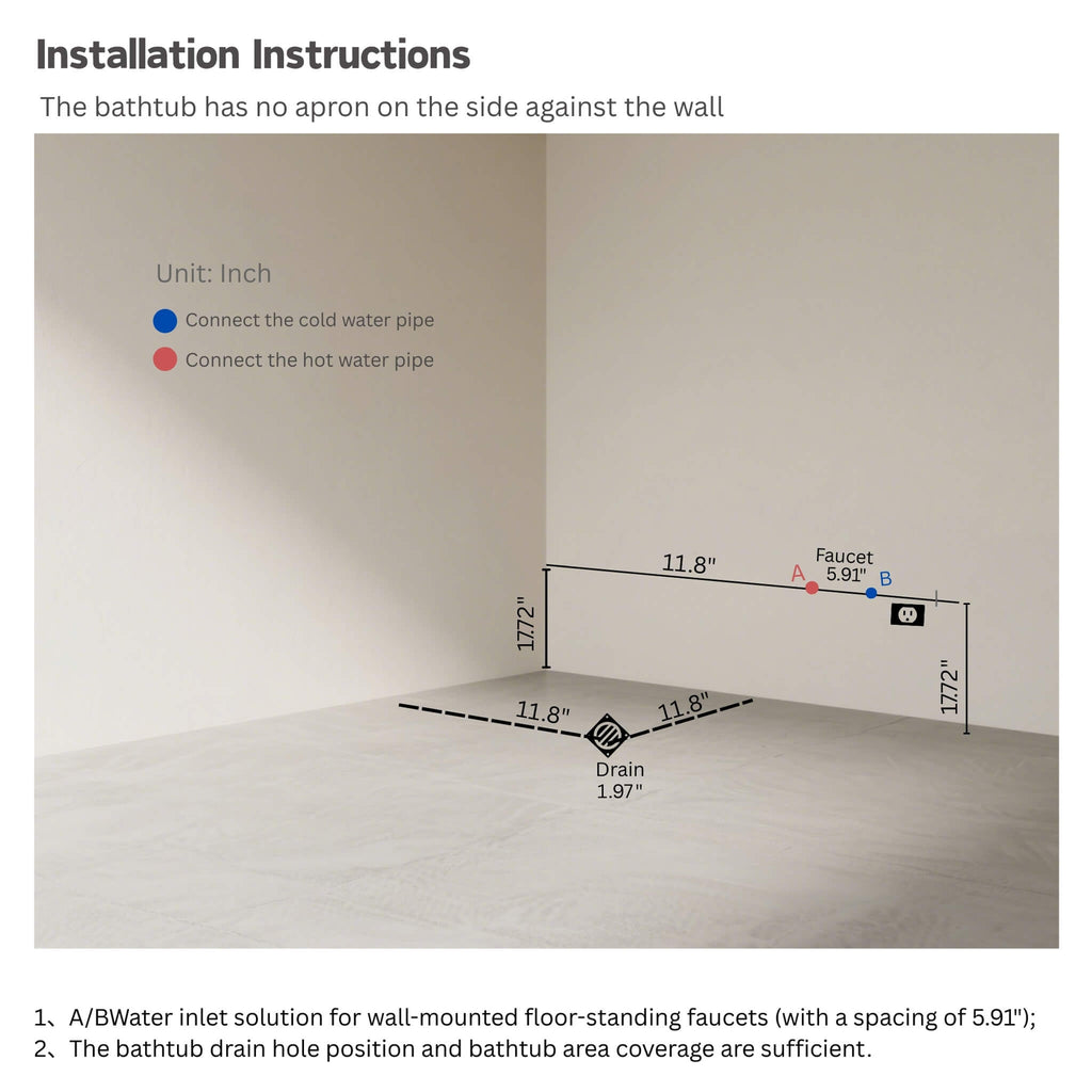 67-Inch 7-Jets Hydrotherapy Whirlpool Bathtub With Glass Panel (SAK25480) - Saksby Wholesale - Installation