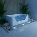 67-Inch 7-Jets Hydrotherapy Whirlpool Bathtub With Glass Panel (SAK25480) - Saksby Wholesale - Front Right View In Dark