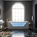 67-Inch 7-Jets Hydrotherapy Whirlpool Bathtub With Glass Panel (SAK25480) - Saksby Wholesale - Front View In Bathroom