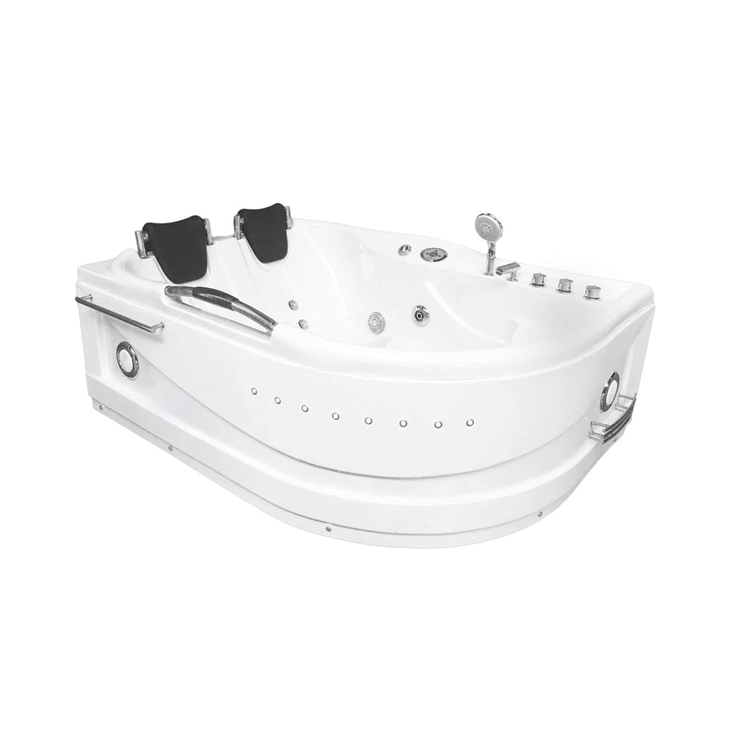 67-Inch Premium 2-Person 16-Jet Whirlpool Hydromassage Bathtub (SAK72851) - Saksby Wholesale - Front Left View On White Background