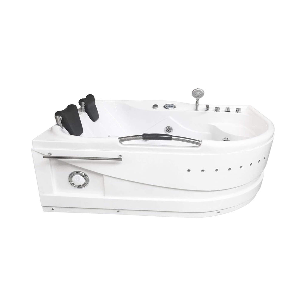 67-Inch Premium 2-Person 16-Jet Whirlpool Hydromassage Bathtub (SAK72851) - Saksby Wholesale - Front View On White Background