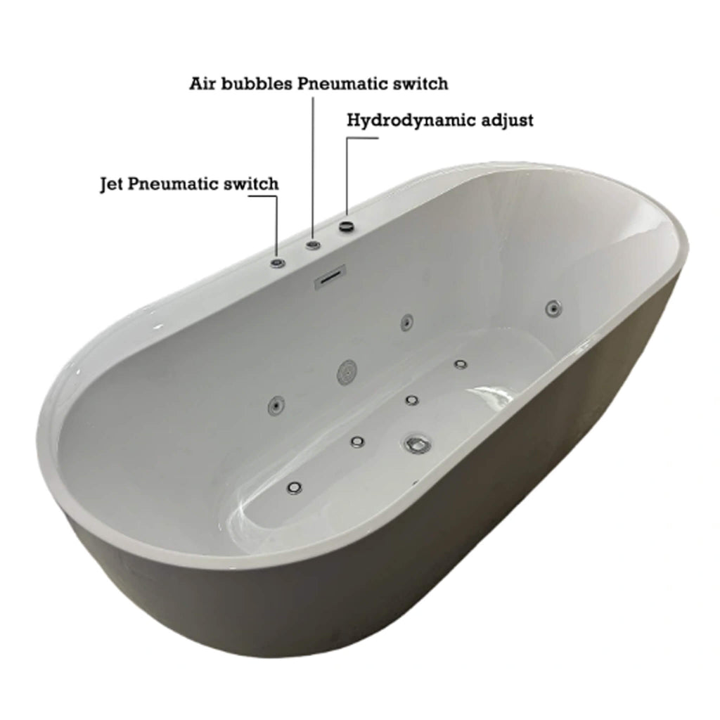67-Inch Whirlpool Air Bath Soaking Tub With Adjustable Air Blower (SAK68427) - Saksby Wholesale - 
Components