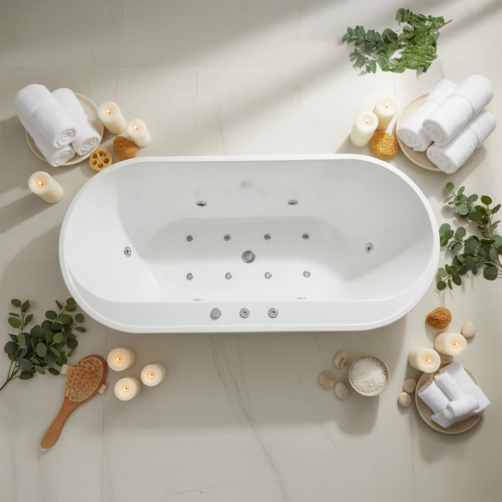 67-Inch Whirlpool Air Bath Soaking Tub With Adjustable Air Blower (SAK68427) - Saksby Wholesale - 
Lifestyle Top View