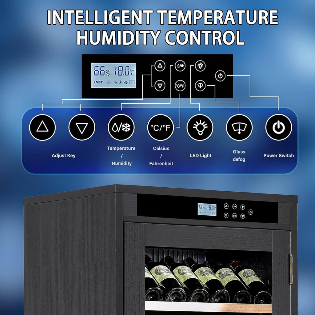 69-Bottle Freestanding Smart Wooden Wine Cooler With LED Touch Display (SAK24861) - Saksby Wholesale - Control Panel