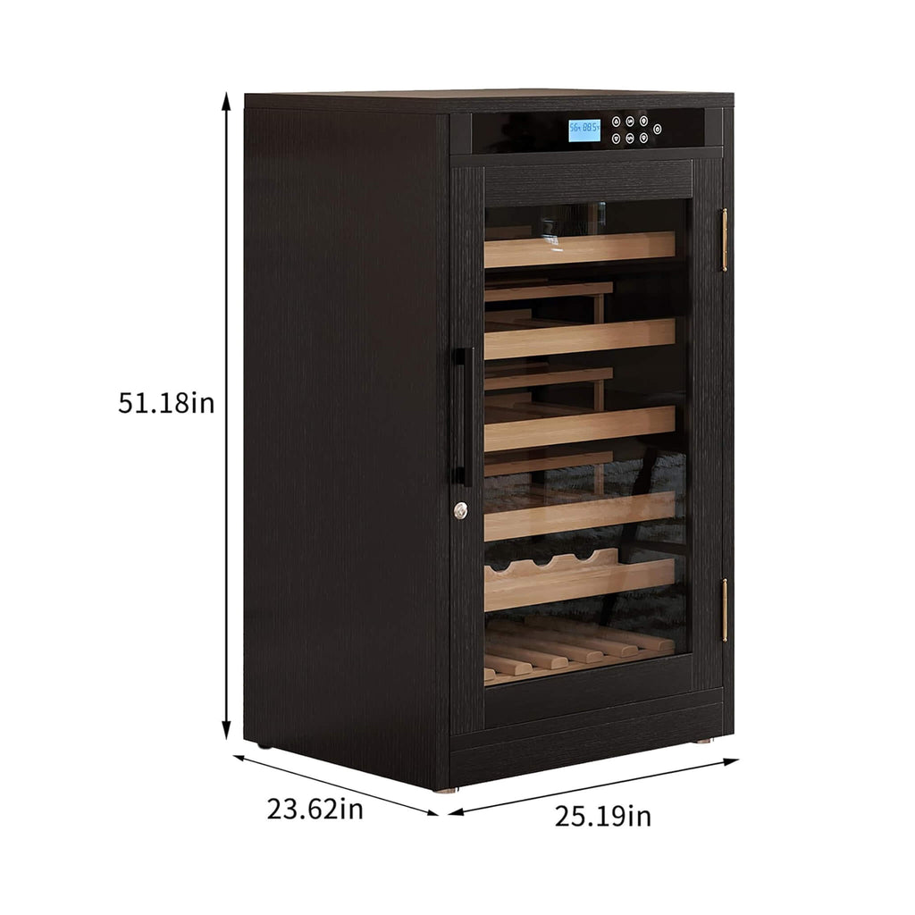 69-Bottle Freestanding Smart Wooden Wine Cooler With LED Touch Display (SAK24861) - Saksby Wholesale - Dimensions