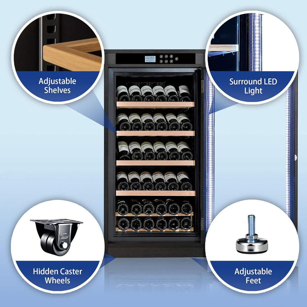 69-Bottle Freestanding Smart Wooden Wine Cooler With LED Touch Display (SAK24861) - Saksby Wholesale - Highlights