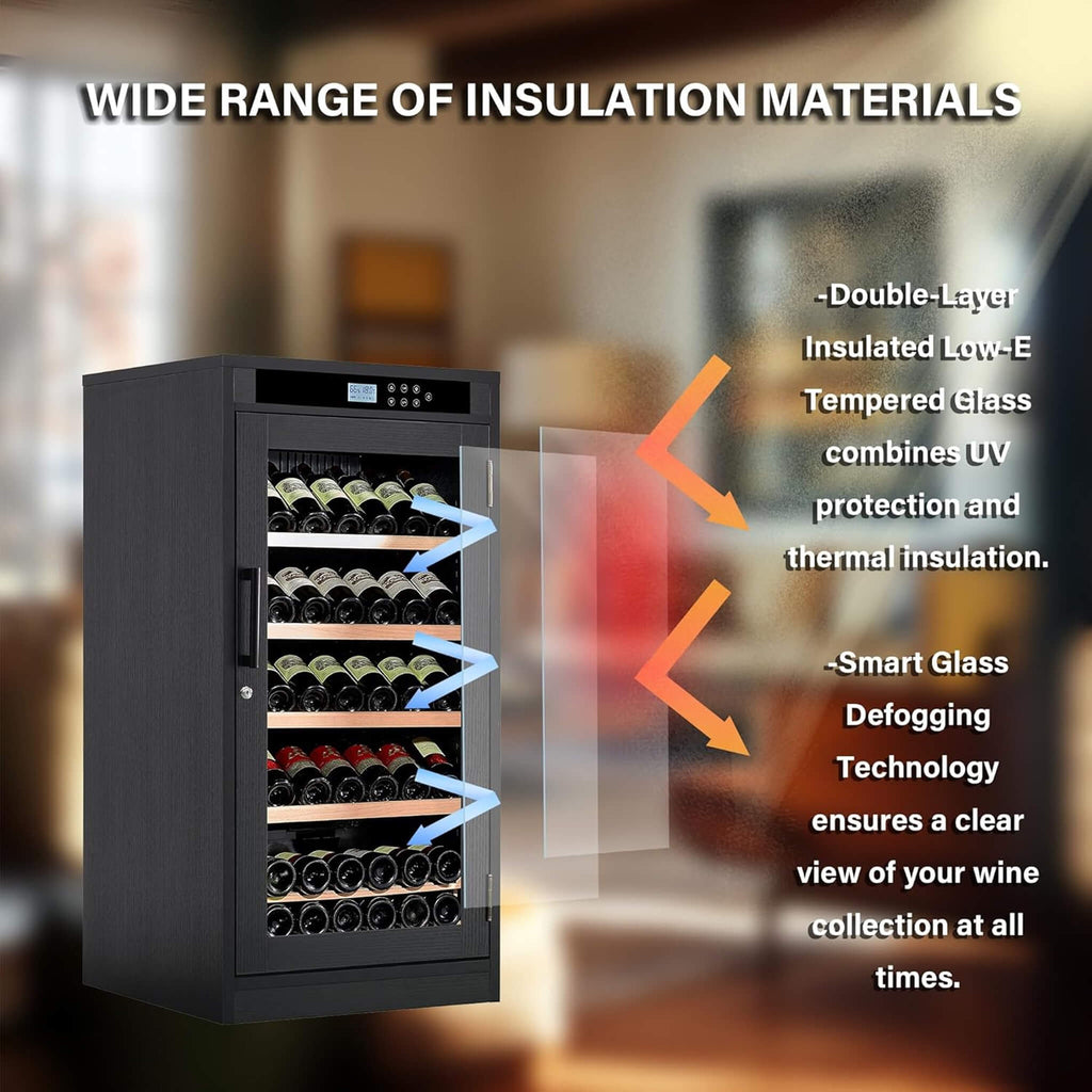 69-Bottle Freestanding Smart Wooden Wine Cooler With LED Touch Display (SAK24861) - Saksby Wholesale - Insulation Materials